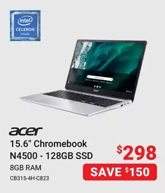 Visions Electronics Acer 15.6 Chromebook N4500 - 128GB SSD offer