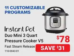 Visions Electronics Duo Mini 3 Quart Pressure Cooker V5 offer