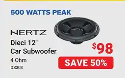 Visions Electronics Hertz Dieci 12 500 Watt Peak 4 Ohm Car Subwoofer (DS303) offer