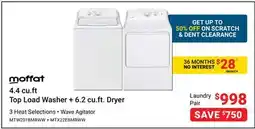 Visions Electronics 4.4 cu. ft Top Load Washer + 6.2 cu. ft. Dryer offer