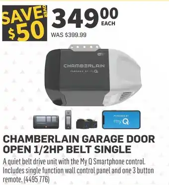 Co-op Chamberlain garage door open 1/2hp belt single offer