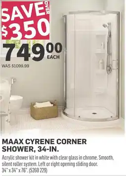 Co-op Maax cyrene corner shower offer