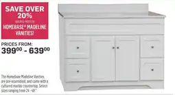 Co-op Homebase madeline vanities offer