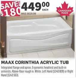 Co-op Maax corinthia acrylic tub offer