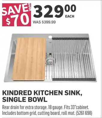 Co-op Kindred kitchen sink, single bowl offer