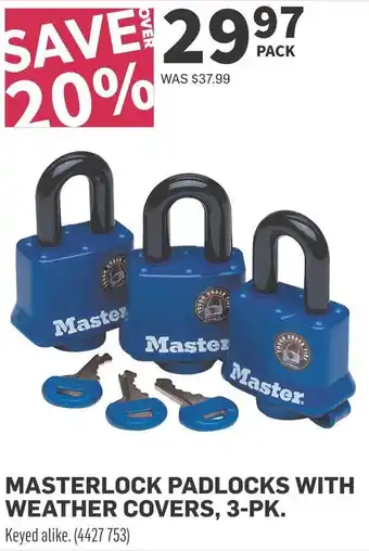 Co-op Masterlock padlocks with weather covers, 3-pk offer