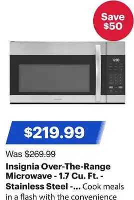 Best Buy Insignia Over-The-Range Microwave - 1.7 Cu. Ft. - Stainless Steel - Only at Best Buy offer