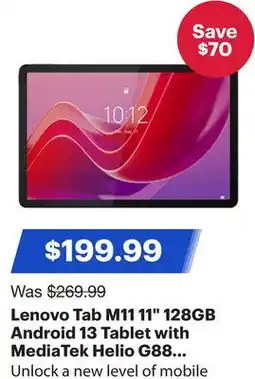 Best Buy Lenovo Tab M11 11 128GB Android 13 Tablet with MediaTek Helio G88 8-Core Processor - Luna Grey offer