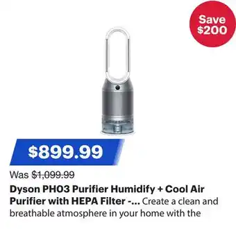 Best Buy Dyson PH03 Purifier Humidify + Cool Air Purifier with HEPA Filter - White/Silver offer