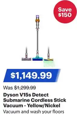 Best Buy Dyson V15s Detect Submarine Cordless Stick Vacuum - Yellow/Nickel offer