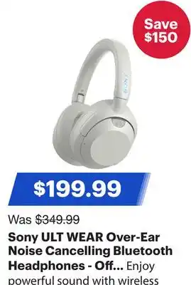 Best Buy Sony ULT WEAR Over-Ear Noise Cancelling Bluetooth Headphones - Off White offer