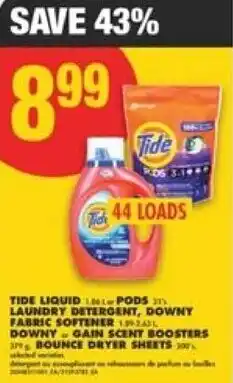 No Frills Tide liquid lipods laundry detergent, downy fabric softener offer