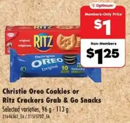 No Frills Christie oreo cookies or ritz crackers grab & go snacks offer