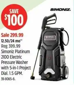 Canadian Tire Simoniz Platinum 2100 Electric Pressure Washer with 5-in-1 Project Dial offer