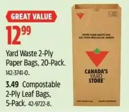 Canadian Tire Yard Waste 2-Ply Paper Bags offer