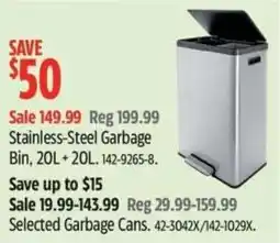 Canadian Tire Stainless steel garbage bin offer