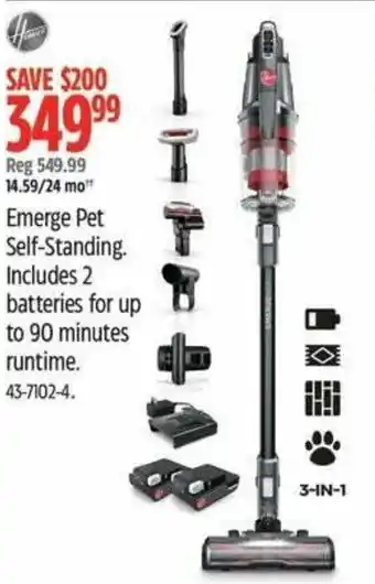 Canadian Tire Emerge Pet Self-Standing. Includes 2 batteries for up to 90 minutes runtime offer