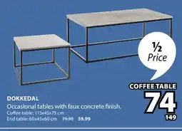 JYSK DOKKEDAL Occasional tables with faux concrete finish offer