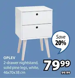 JYSK OPLEV 2-drawer nightstand offer