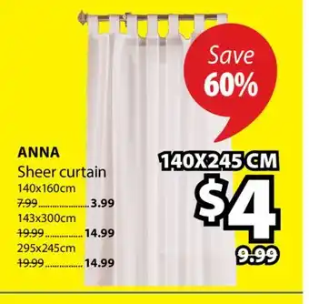 JYSK ANNA Sheer curtain offer