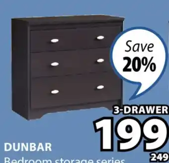 JYSK DUNBAR Bedroom storage series, 3-DRAWER offer