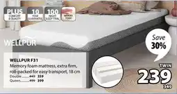 JYSK WELLPUR F31 Memory foam mattress offer