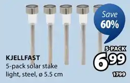 JYSK KJELLFAST 5-pack solar stake light offer