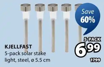 JYSK KJELLFAST 5-pack solar stake light offer