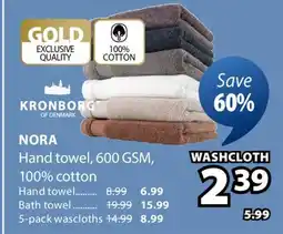 JYSK NORA Hand towel, 600 GSM, 100% cotton offer