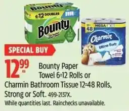 Canadian Tire Charmin bathroom tissue rolls, strong or soft offer