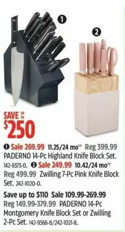 Canadian Tire Paderno highland knife block set offer