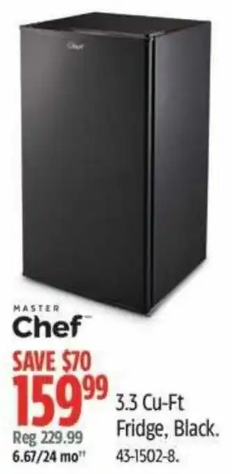 Canadian Tire Master chef fridge black offer