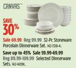 Canadian Tire Selected dinnerware sets offer