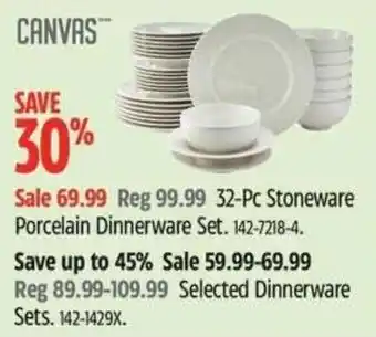 Canadian Tire Selected dinnerware sets offer