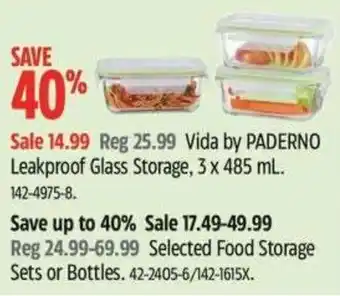 Canadian Tire Vida by paderno leakproof glass storage offer