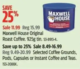 Canadian Tire Maxwell house original roast coffee offer