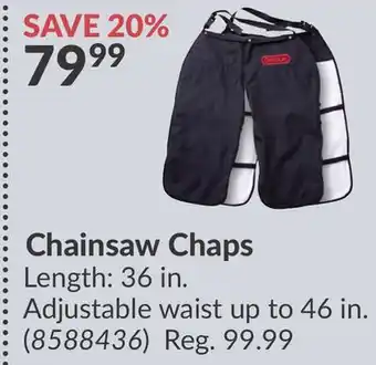 Princess Auto Chainsaw Chaps offer