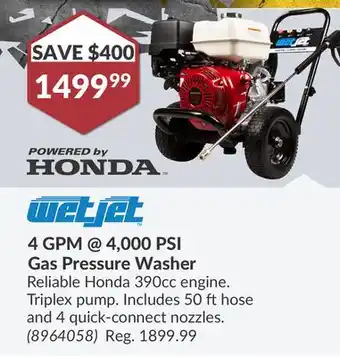 Princess Auto 4 GPM@4, 000 PSI Gas Pressure Washer offer