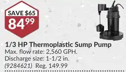 Princess Auto 1/3 HP Thermoplastic Sump Pump offer