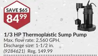 Princess Auto 1/3 HP Thermoplastic Sump Pump offer