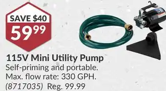 Princess Auto 115V Mini Utility Pump offer