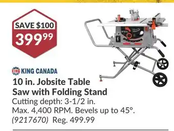 Princess Auto 10 in. Jobsite Table Saw with Folding Stand offer