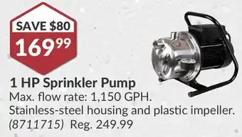 Princess Auto 1 HP Sprinkler Pump offer