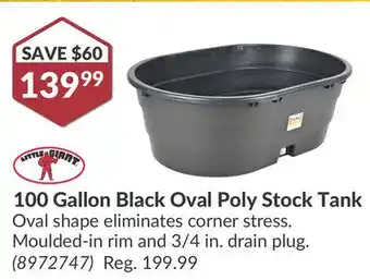 Princess Auto 100 Gallon Black Oval Poly Stock Tank offer