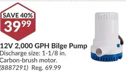 Princess Auto 12V 2, 000 GPH Bilge Pump offer