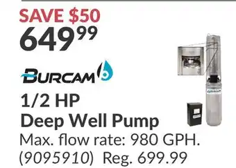 Princess Auto 1/2 HP Deep Well Pump offer