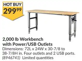 Princess Auto 2,000 lb Workbench with Power/USB Outlets offer