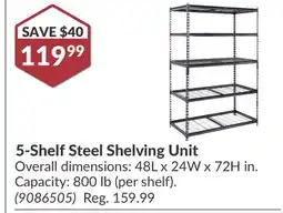 Princess Auto 5-Shelf Steel Shelving Unit offer