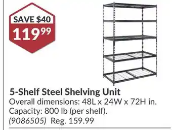 Princess Auto 5-Shelf Steel Shelving Unit offer