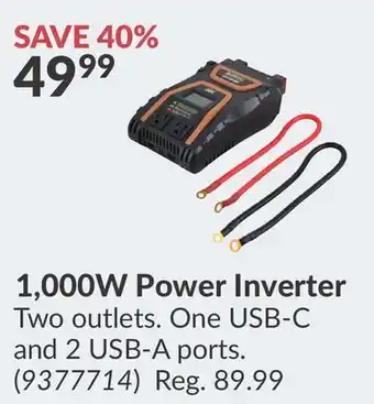 Princess Auto 1,000W Power Inverter offer